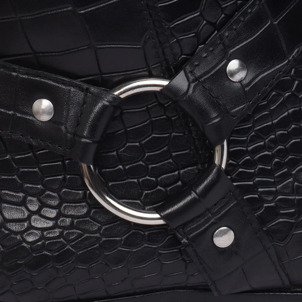 noirtide Handmade Custom Dark Black Leather Crocodile Pattern Jodhpur Boots For Men