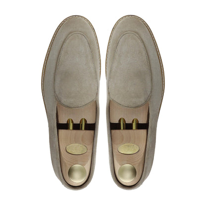 Noirtide Handmade Custom Gray Suede Leather Mens Loafers