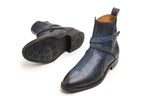 noirtide Handmade, Custom Leather Men Blue Jodhpur Boots, Horse Riding Boots