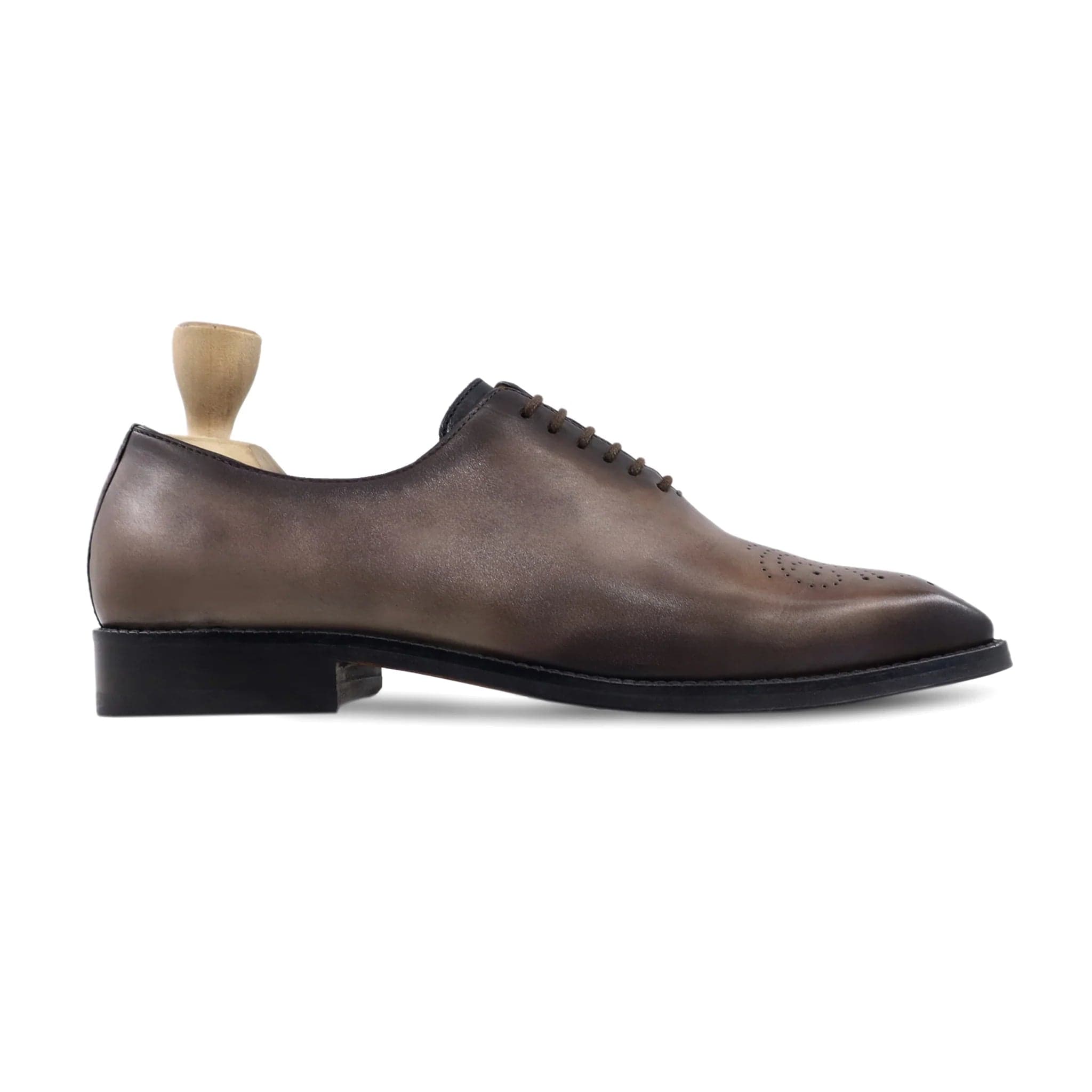 noirtide Handmade, Custom Leather Men Brown Wholecut Shoes