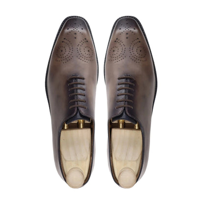 noirtide Handmade, Custom Leather Men Brown Wholecut Shoes