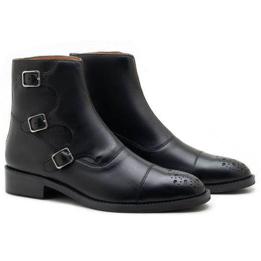 noirtide Handmade Custom Leather Monk strap Boots For Men