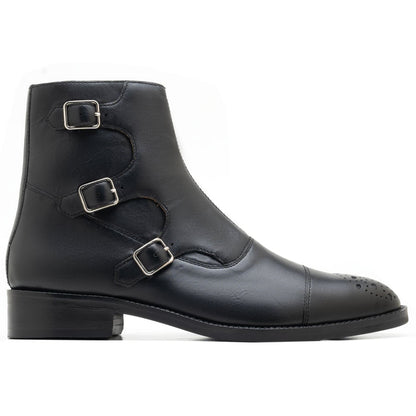 noirtide Handmade Custom Leather Monk strap Boots For Men