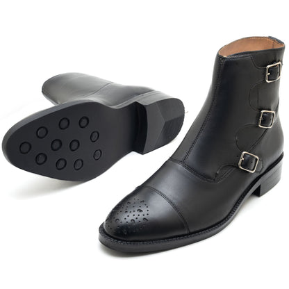 noirtide Handmade Custom Leather Monk strap Boots For Men