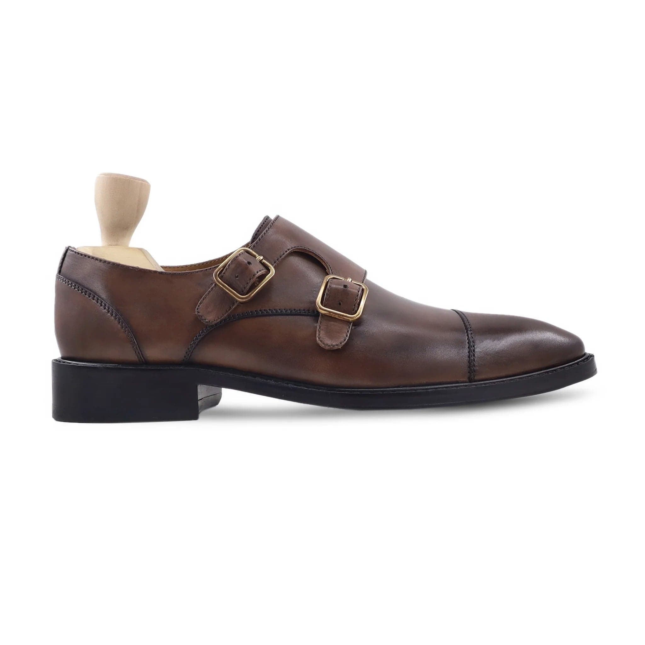 noirtide Handmade Custom Men Calf Leather Double Monkstrap Shoes
