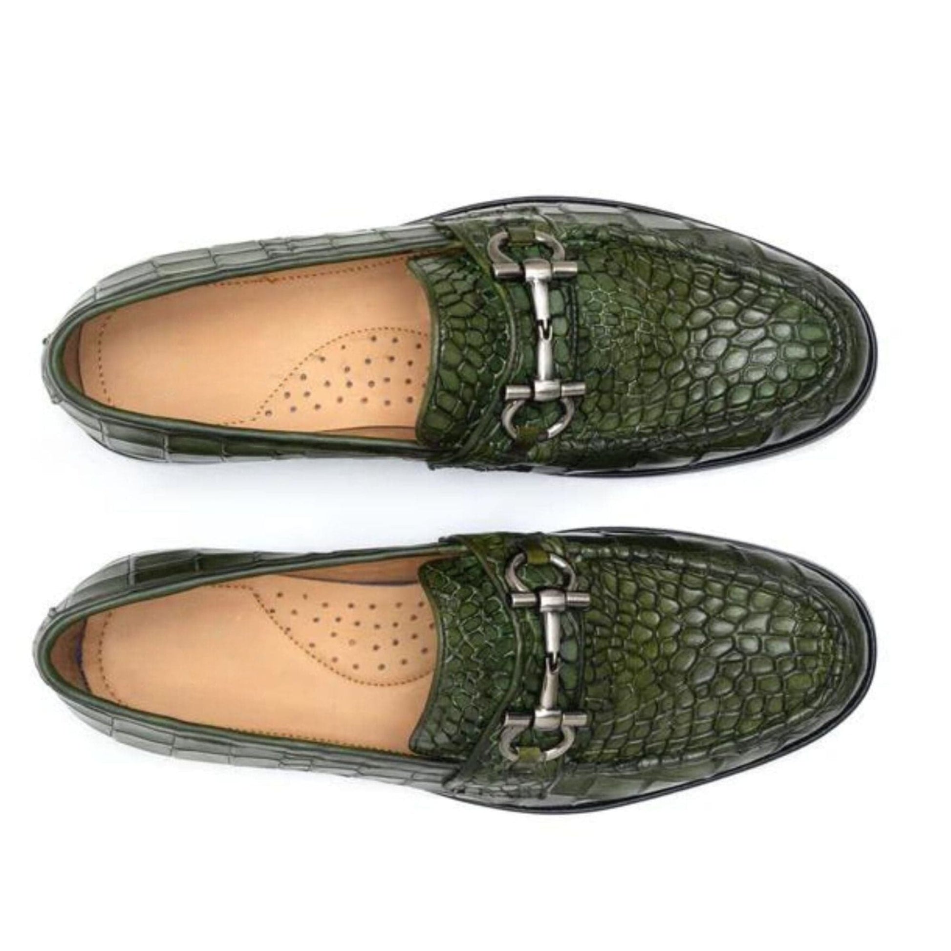 noirtide Handmade, Custom Men Crocodile Pattern Leather Loafer