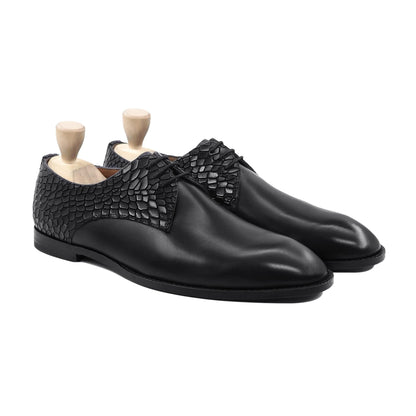 noirtide Handmade, Custom Men's Black Calf Leather Derby Shoe