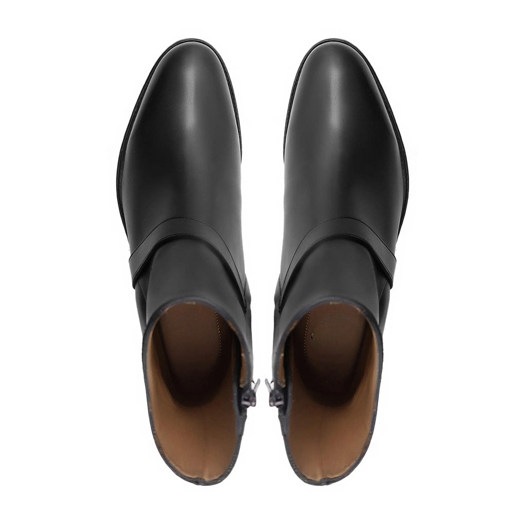 noirtide Handmade Custom Men's Black Calf Leather Jodhpur Boo