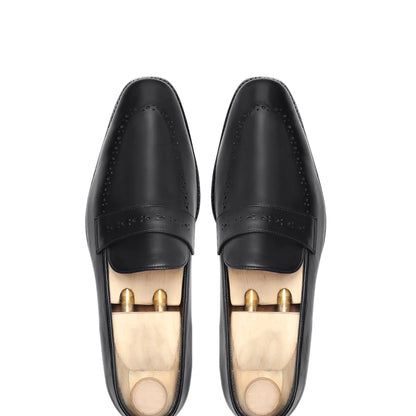 noirtide Handmade, Custom Men's Black Calf Leather Loafer