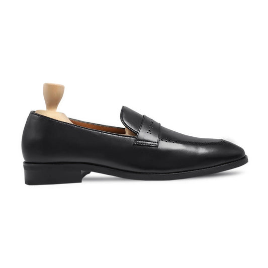 noirtide Handmade, Custom Men's Black Calf Leather Loafer