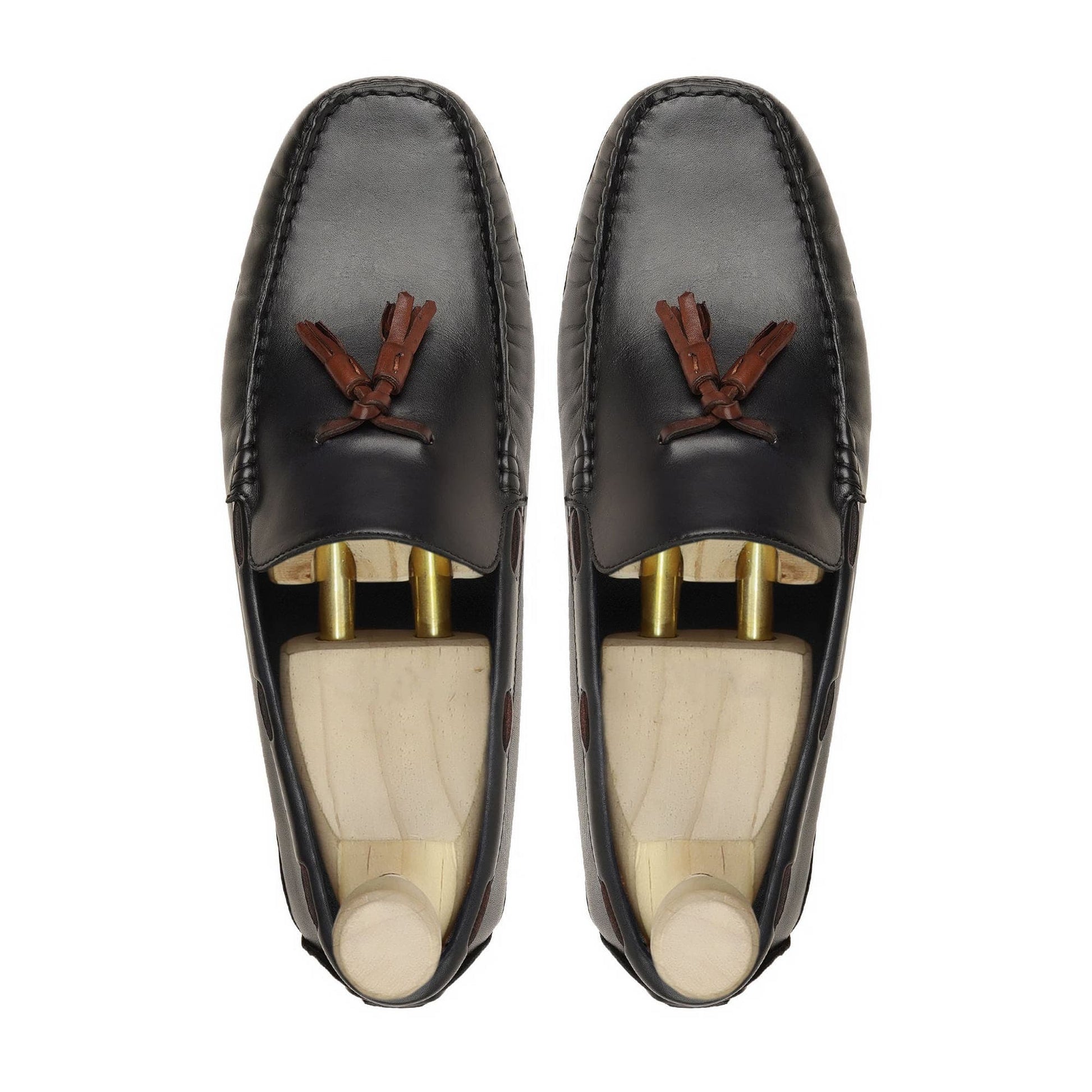 noirtide Handmade, Custom Men's Black Calf Leather Loafer Shoe