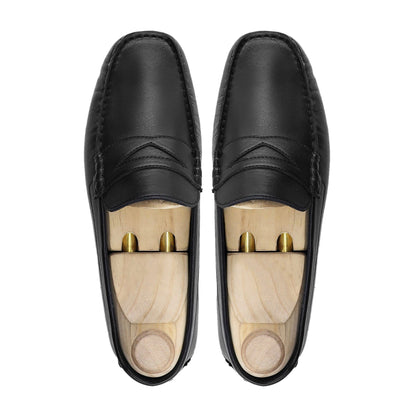 noirtide Handmade, Custom Men's Black Calf Leather Loafer Shoe