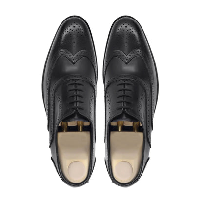 noirtide Handmade, Custom Men's Black Calf Leather Oxford Shoe