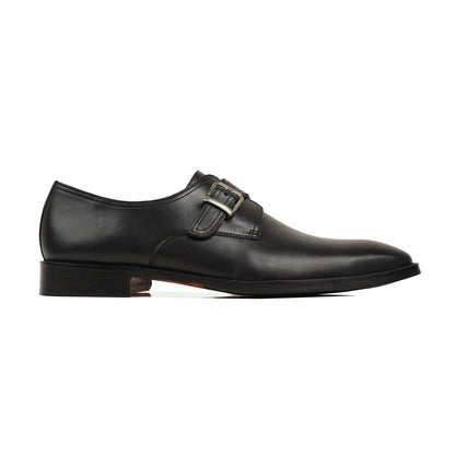 noirtide Handmade Custom Men's Black Calf Leather Single Monkstrap