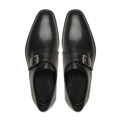 noirtide Handmade Custom Men's Black Calf Leather Single Monkstrap