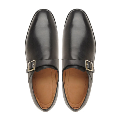 noirtide Handmade Custom Men's Black Calf Leather Single Monkstrap Shoes