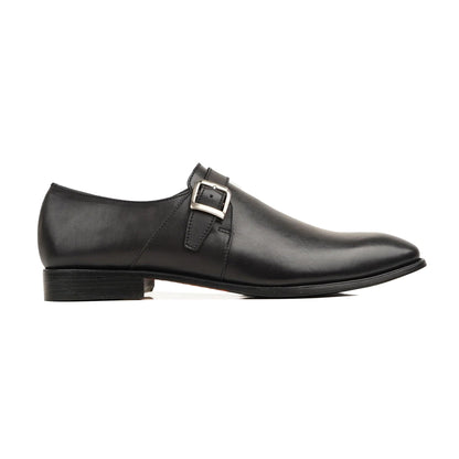 noirtide Handmade Custom Men's Black Calf Leather Single Monkstrap Shoes