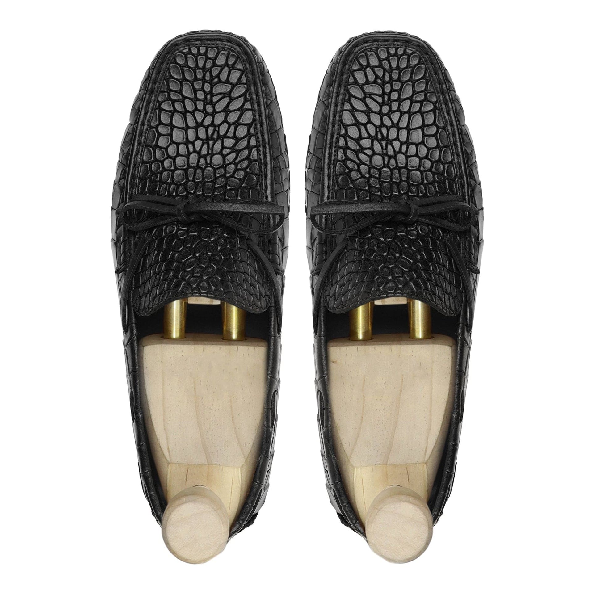 noirtide Handmade, Custom Men's Black Crocodile Leather Loafer Shoe