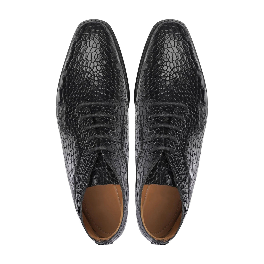 noirtide Men Boots Handmade, Custom Men's Black Crocodile Pattern Calf Leather Chukka Boot