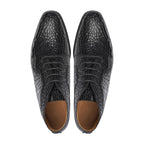 noirtide Men Boots Handmade, Custom Men's Black Crocodile Pattern Calf Leather Chukka Boot