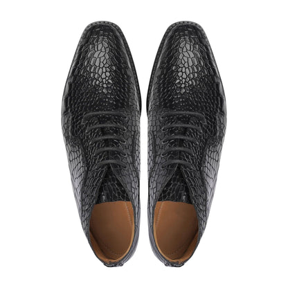 noirtide Men Boots Handmade, Custom Men's Black Crocodile Pattern Calf Leather Chukka Boot