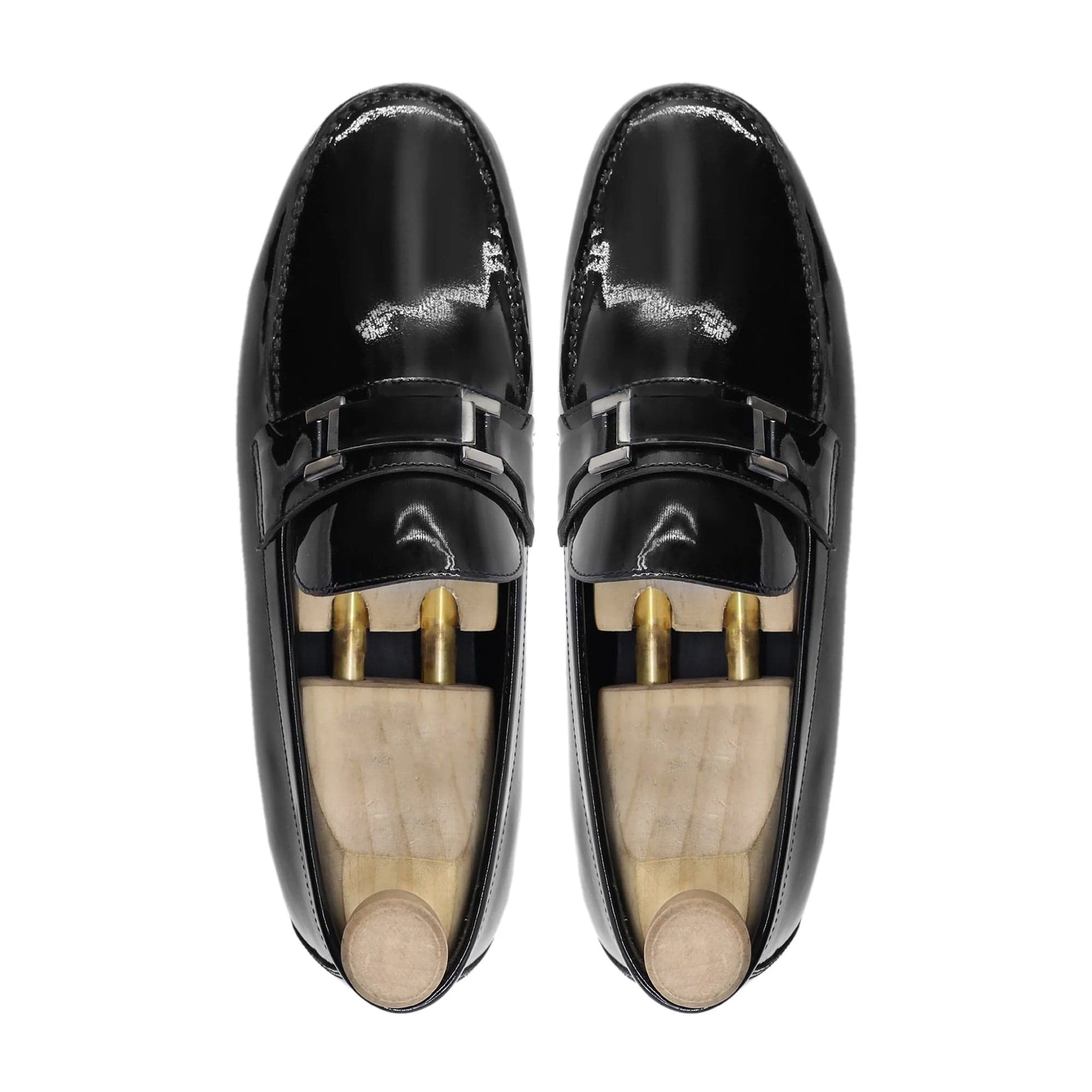 noirtide Men Loafers Handmade, Custom Men's Black Patent Leather Loafer