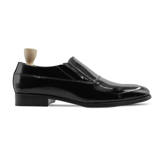 noirtide Men Loafers US 4.5 / Leather Handmade, Custom Men's Black Patent Leather Loafer