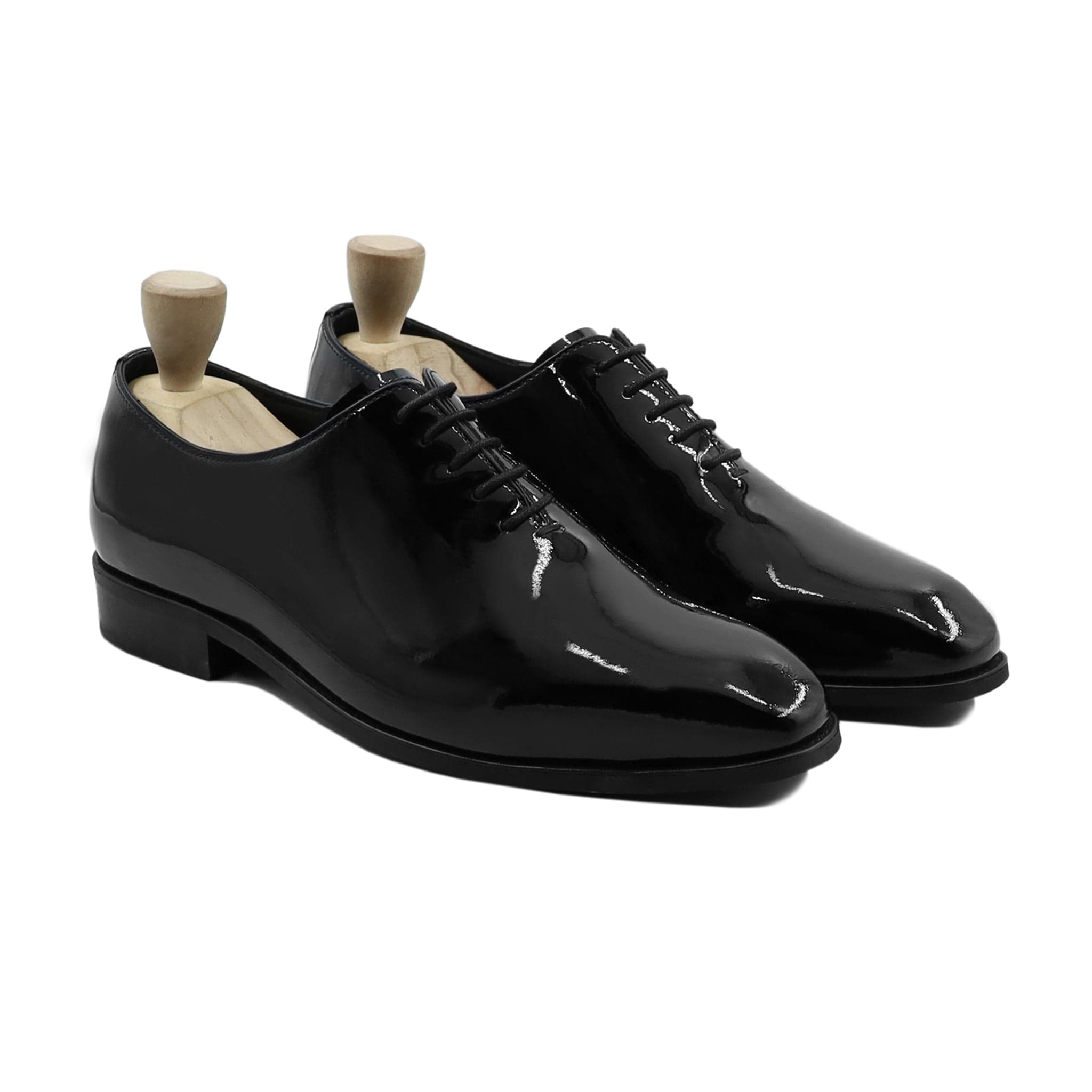 noirtide Handmade, Custom Men's Black Patent Leather Wholecut Shoe