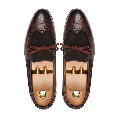 noirtide Handmade, Custom Men's Brown Calf and Kid Suede Loafer