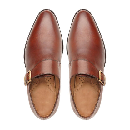 noirtide Handmade Custom Men's Brown Calf Leather Single Monkstrap