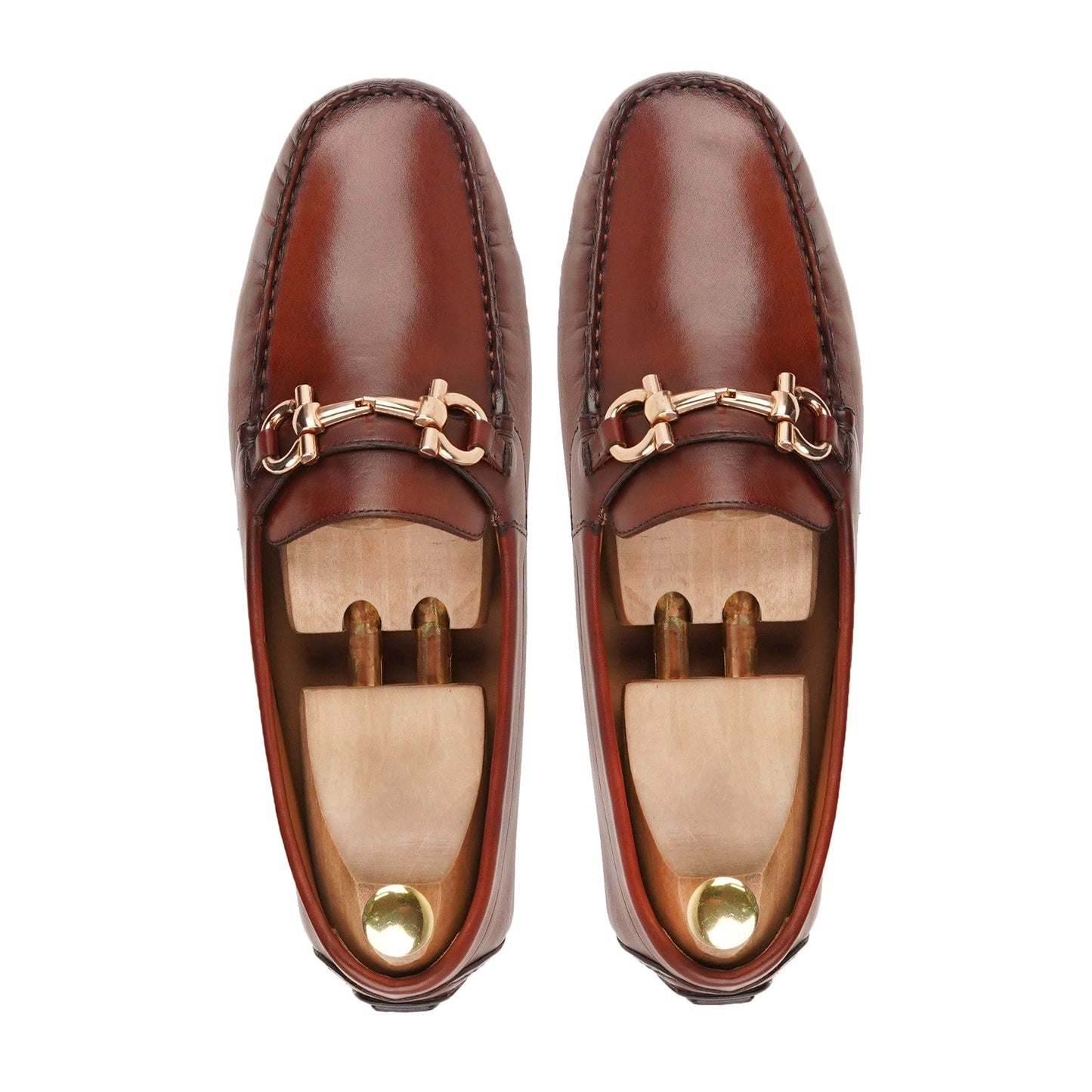 noirtide Handmade, Custom Men's Brown Patina Calf Leather Loafer Shoe