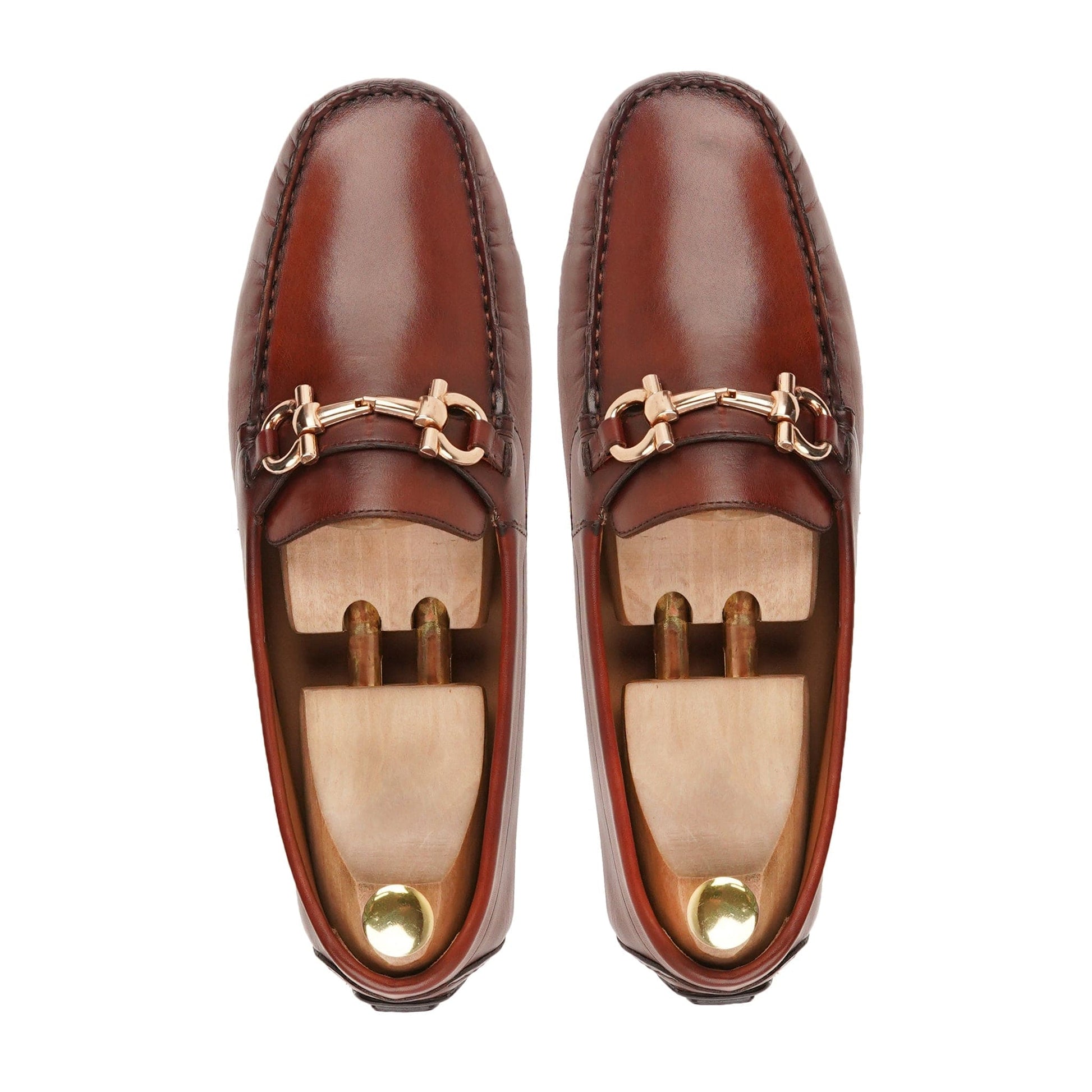 noirtide Handmade, Custom Men's Brown Patina Calf Leather Loafer Shoe