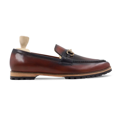 noirtide Handmade, Custom Men's Burnished Brown Calf Leather Loafer