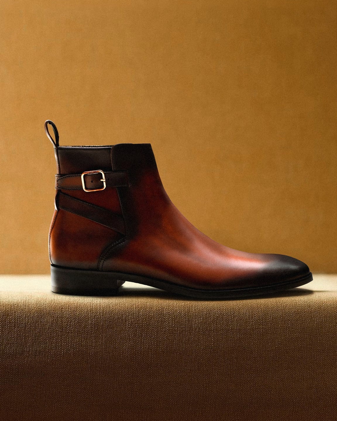 noirtide Handmade Custom Men's Burnished Oxblood Calf Leather Jodhpur Boot