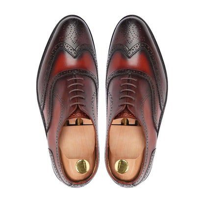 noirtide Handmade, Custom Men's Burnished Oxblood Calf Leather Oxford Shoes