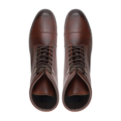 noirtide Handmade Custom Men's Burnished Oxblood Pebble Grain Leather Boot