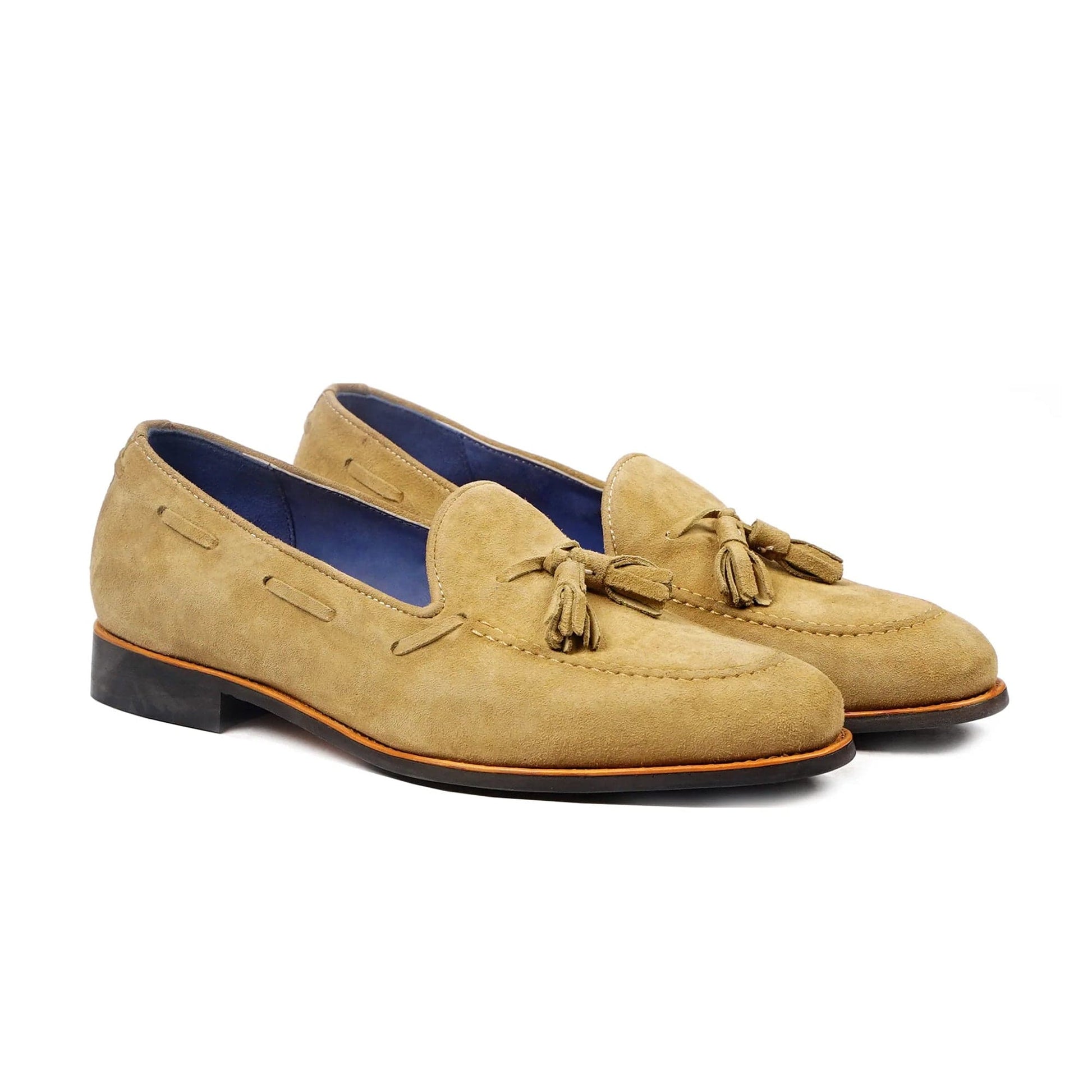 noirtide Handmade, Custom Men's Camel Kid Suede Loafer