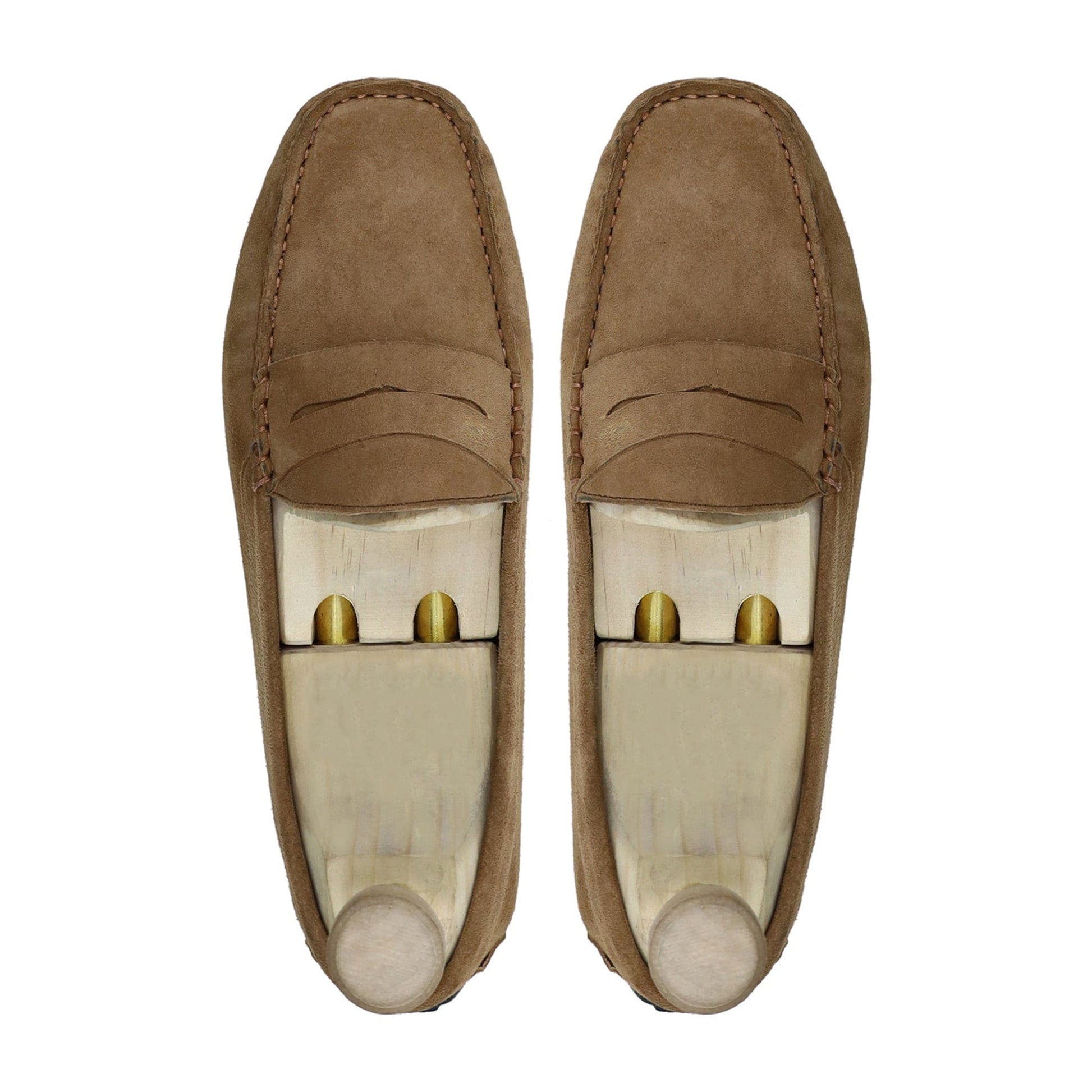 noirtide Handmade, Custom Men's Camel Kid Suede Loafer Shoe