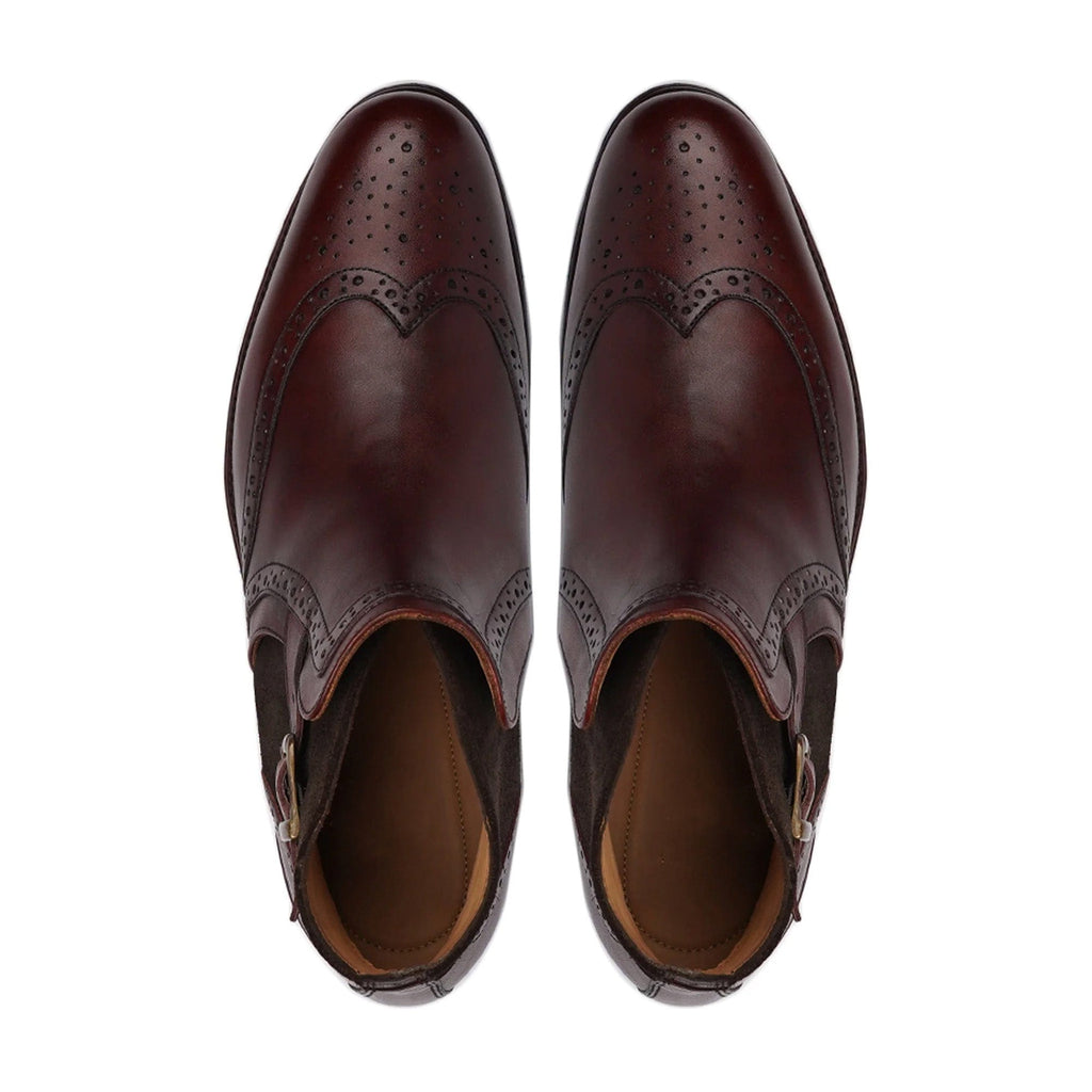 noirtide Handmade Custom Men's Dark Brown Calf Leather Jodhpur Boot