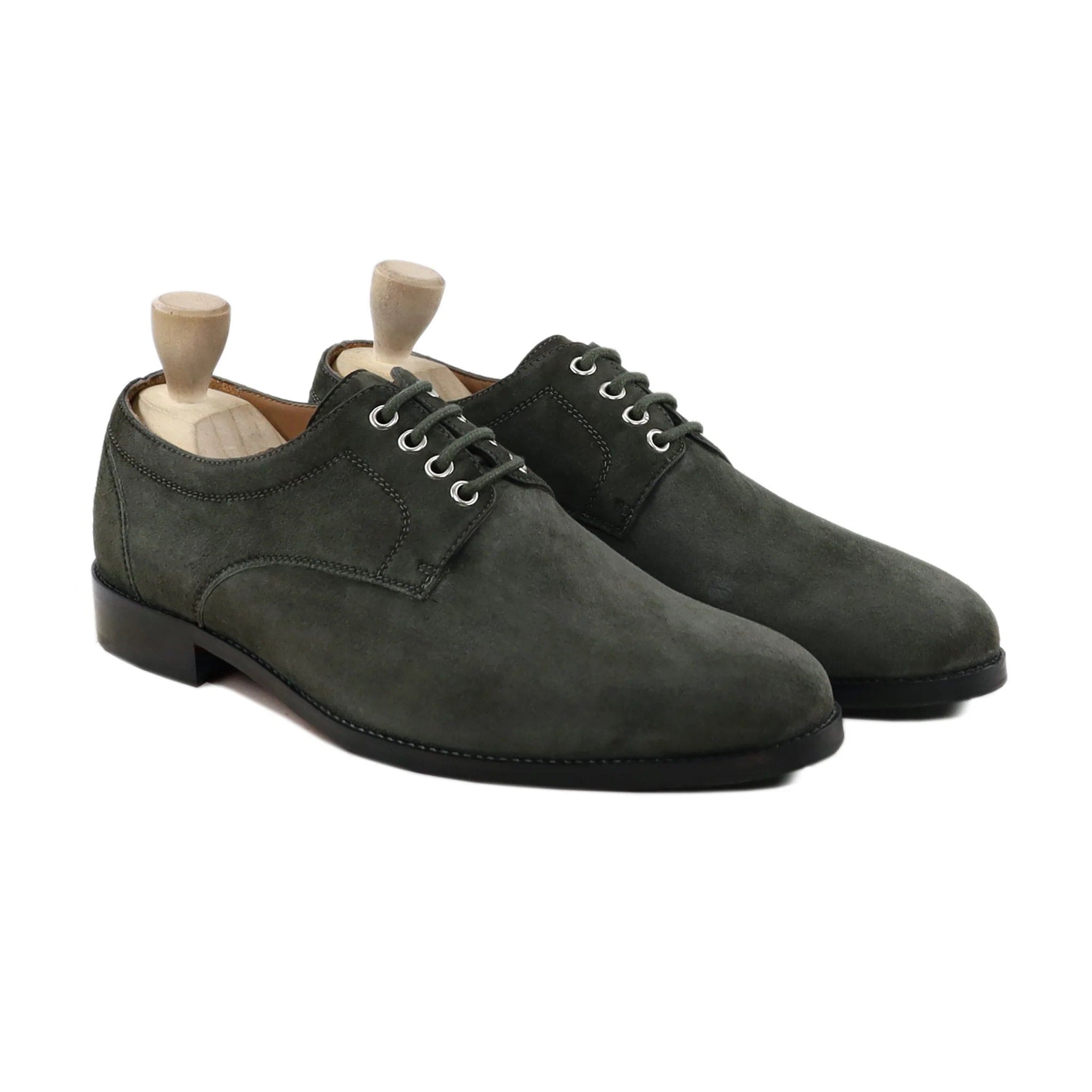 noirtide Handmade, Custom Men's Green Suede Leather Derby Shoe