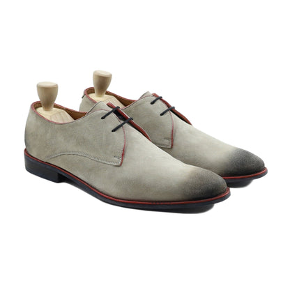 noirtide Men Shoes Handmade, Custom Men's Grey Kid Suede Derby Shoe