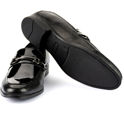 noirtide Handmade Custom Men's Gun Metal Glossed Loafers