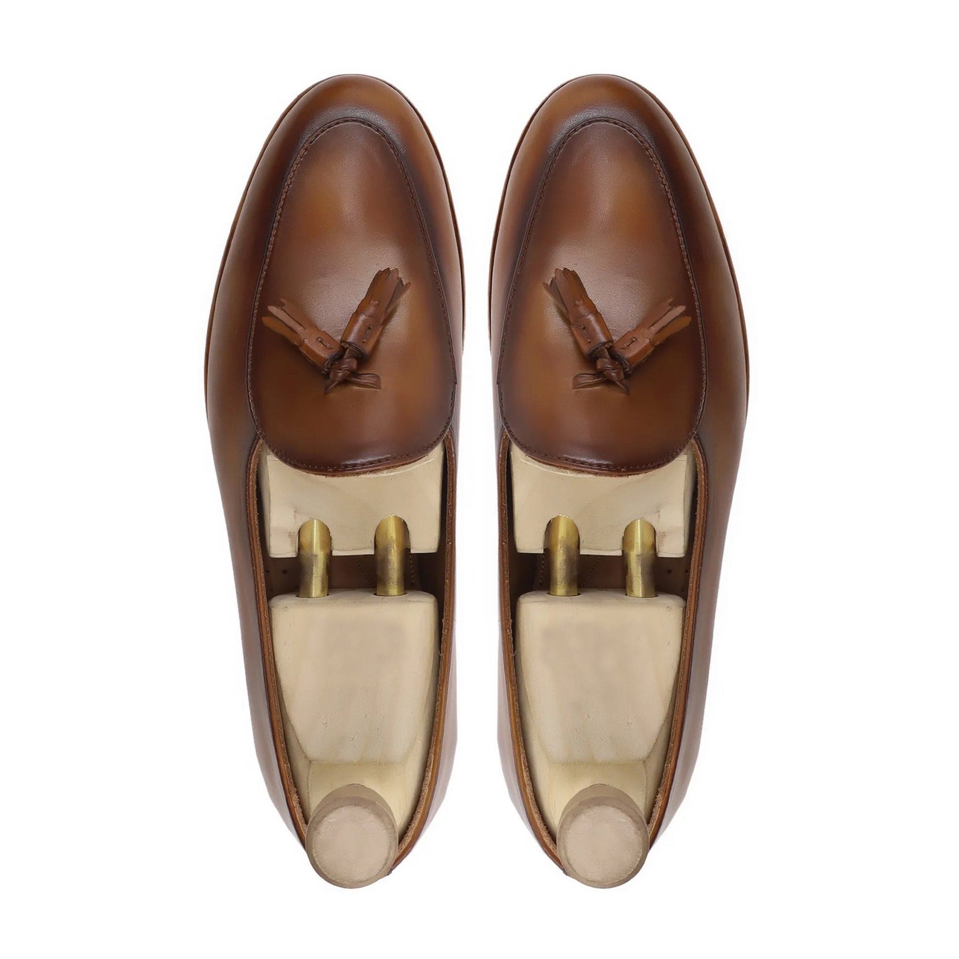 noirtide Men Loafers Handmade, Custom Men's Light Brown Calf Leather Loafer