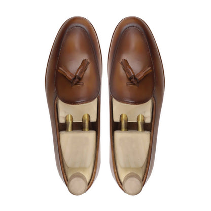 noirtide Men Loafers Handmade, Custom Men's Light Brown Calf Leather Loafer