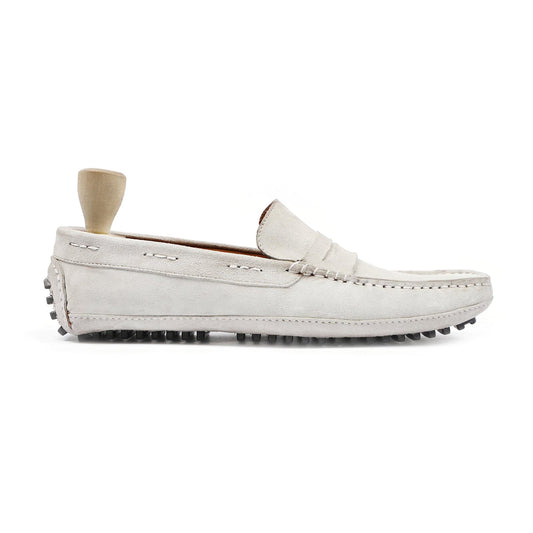 noirtide Men Loafers US 4.5 / Leather Handmade, Custom Men's Neutral Kid Suede Loafer Shoe