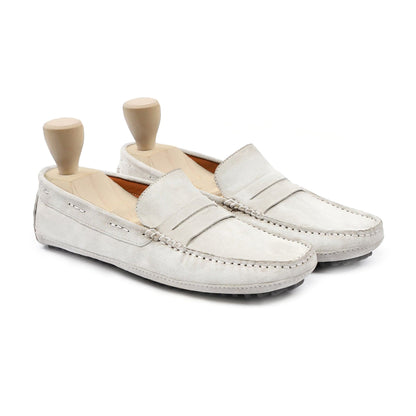 noirtide Men Loafers Handmade, Custom Men's Neutral Kid Suede Loafer Shoe
