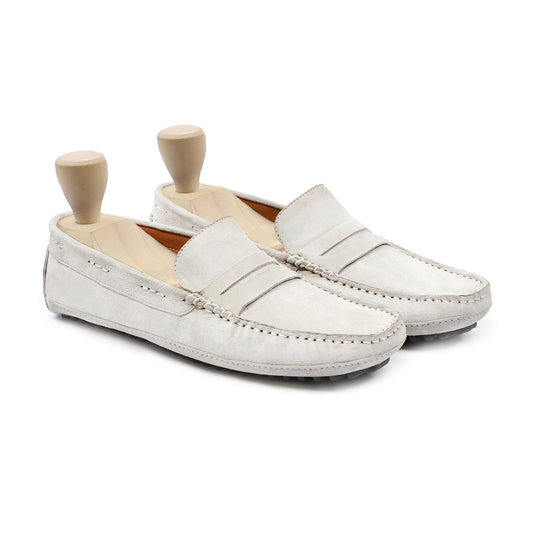 noirtide Men Loafers Handmade, Custom Men's Neutral Kid Suede Loafer Shoe
