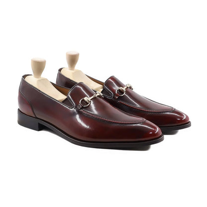 noirtide Handmade, Custom Men's Oxblood Patina Box Leather High Shine Loafer
