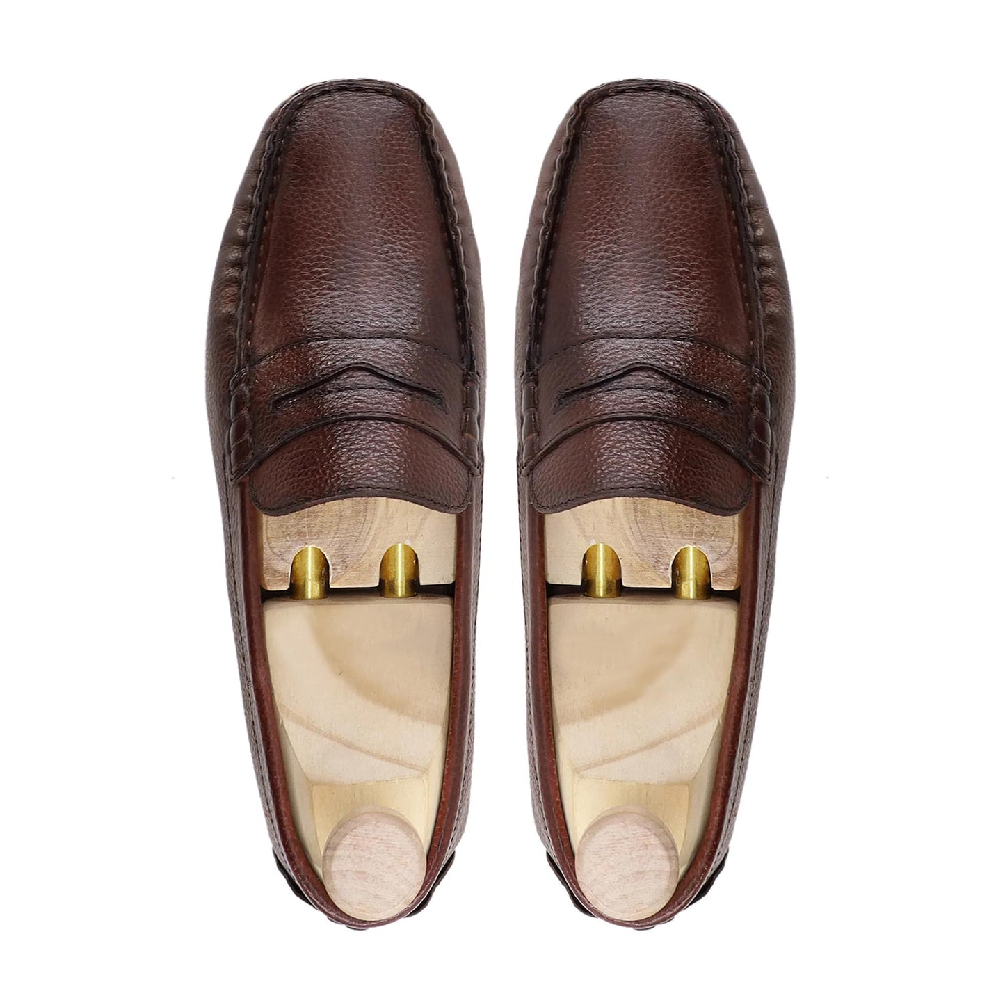 noirtide Handmade, Custom Men's Oxblood Patina Pebble Grain Leather Loafer Shoe