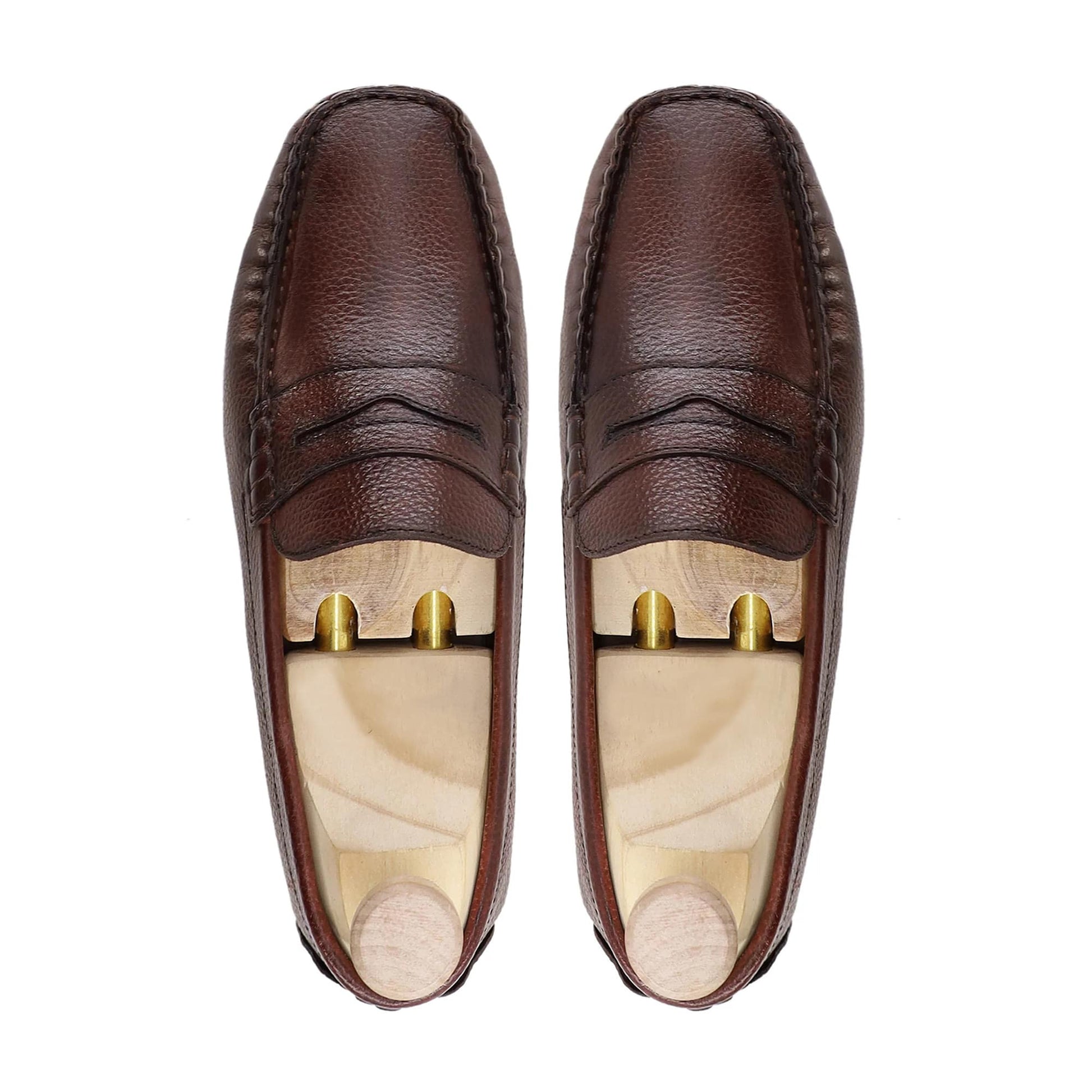 noirtide Handmade, Custom Men's Oxblood Patina Pebble Grain Leather Loafer Shoe